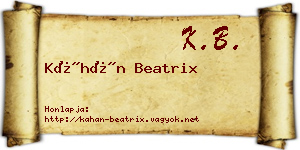 Káhán Beatrix névjegykártya